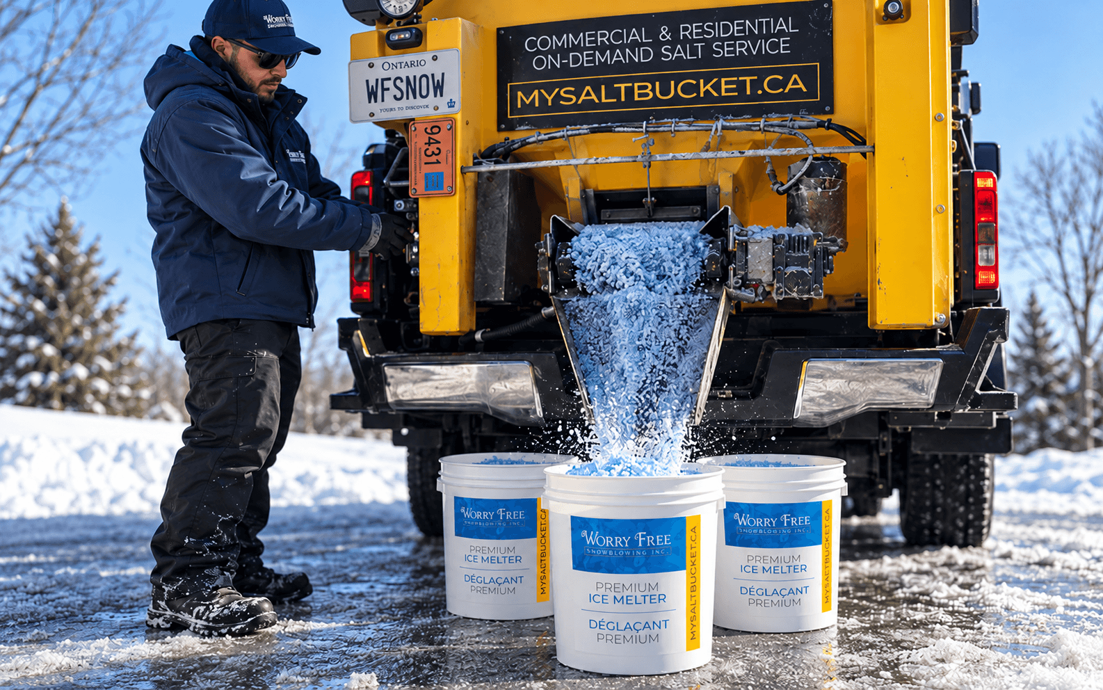 Refilling buckets from the Worry Free truck